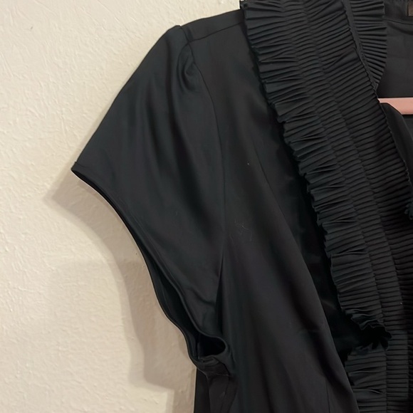 VTG Size   L Black Ruffle Whimsigoth Cottage Coquette Tie Waist Button Dress - Picture 4 of 11